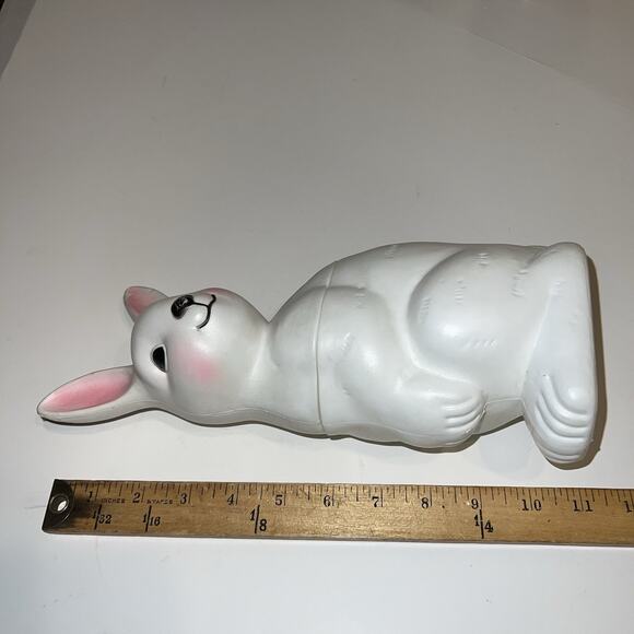 Vintage Peoria Plastic 11" Easter Bunny Rabbit Blow Mold Candy Container - Picture 12 of 13